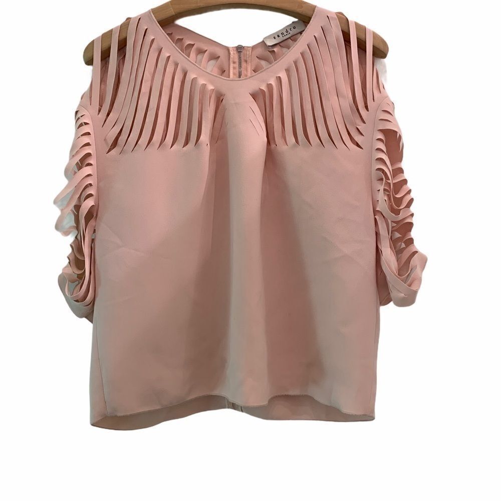 Sandro Elane Short Sleeve Laser Cut Top